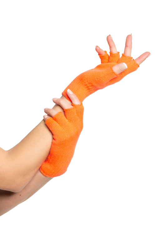 Vingerloze Handschoenen Neon Oranje - 6 Paar - One-Size