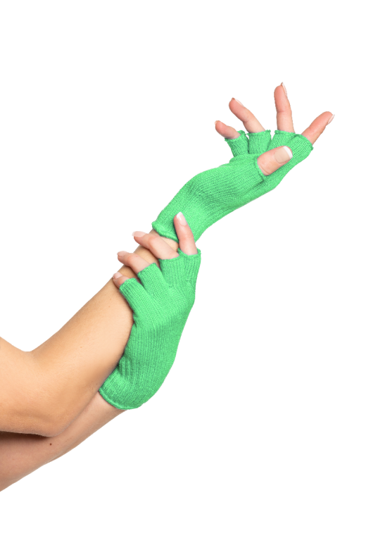 Fingerless Gloves Neon Green - 6 Pairs - One-Size