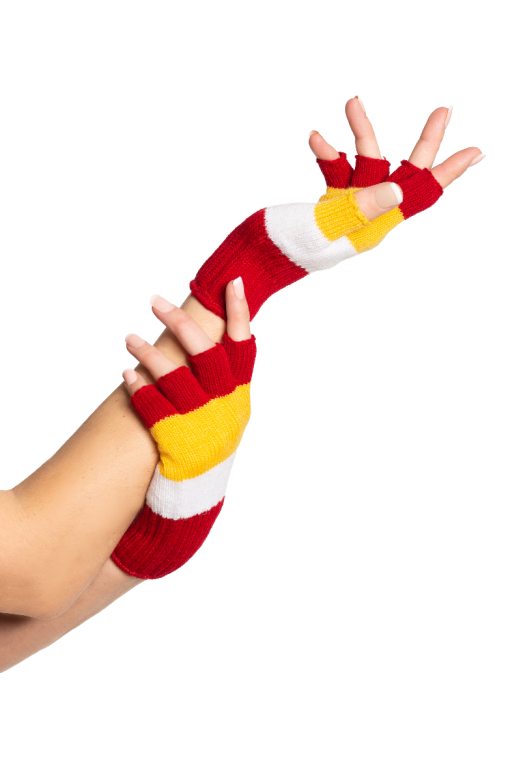 Vingerloze Handschoenen Rood/Wit/Geel - 6 Paar - One-Size