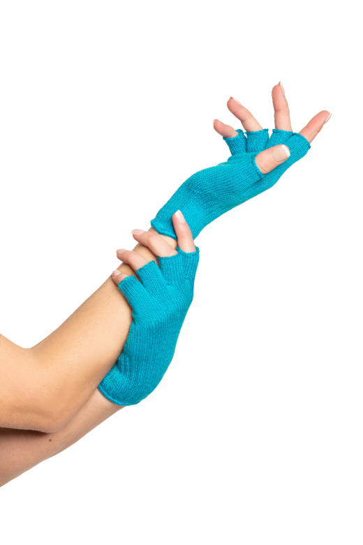 Fingerless Gloves Turquoise - 6 Pairs - One-Size