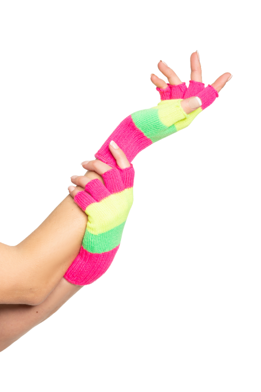 Vingerloze handschoenen Neon Pink/Geel/Groen - 6 Paar - One-Size