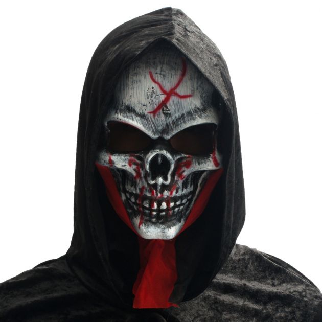 Bloody Skull Mask with Hood Pvc