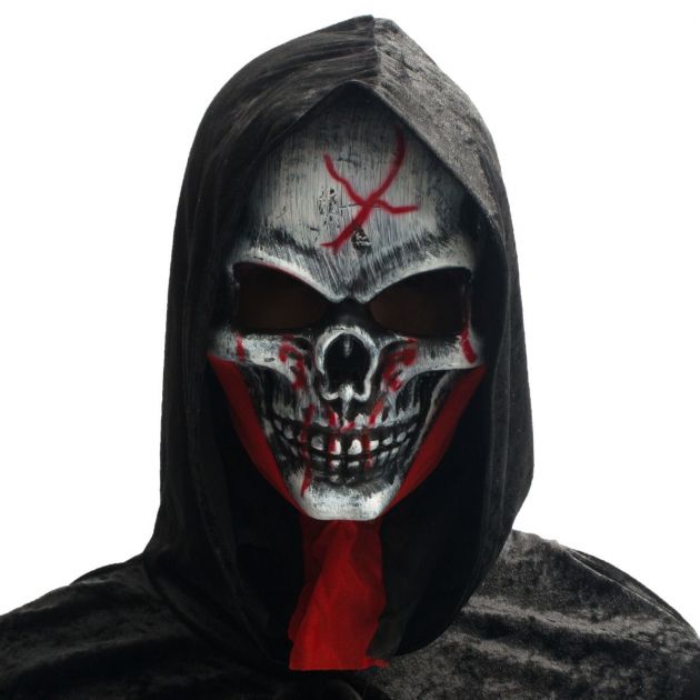 Bloody Skull Mask with Hood Pvc - 6 Pack