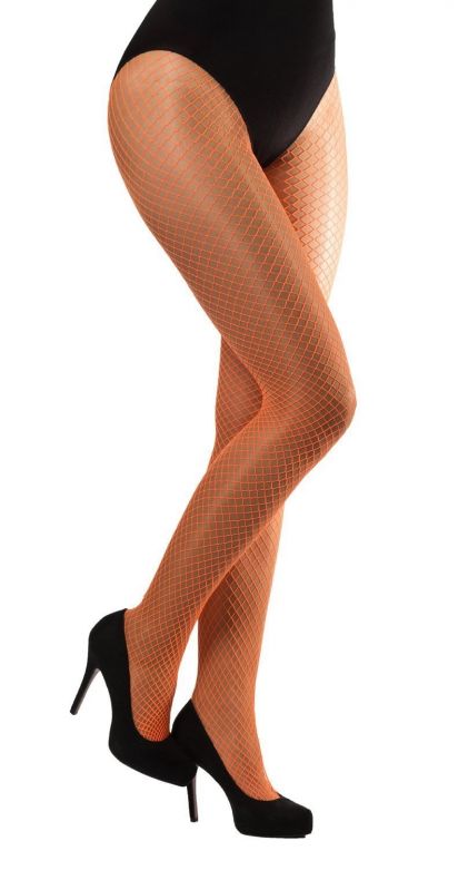 Tights Fishnet Fine  Neon Orange