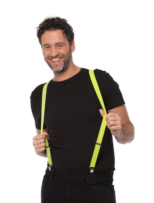 Suspenders Neon Yellow - Width 2,5 cm - 6 Pack