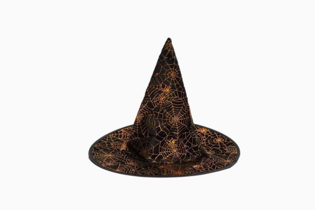 Witch Hat Black Gold Spider Print - 6 Pack