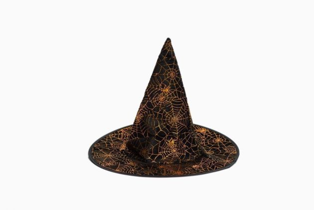 Witch Hat Black Gold Spider Print