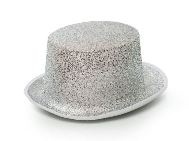 Top Hat Glitter Silver - 6 Pack