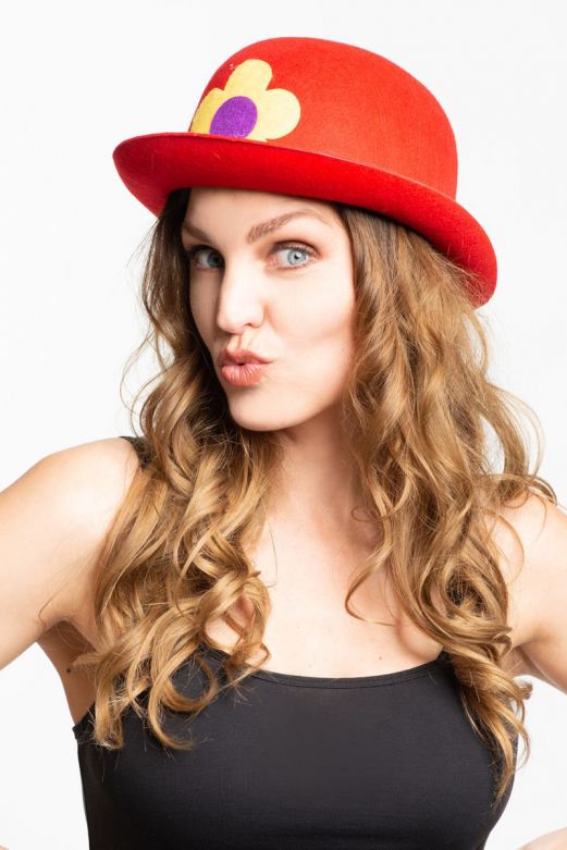 Clown Bowler Hat Red Felt - 6 Pack
