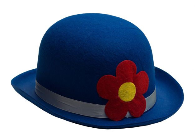 Clown Bowler Hat Blue Felt - 6 Pack