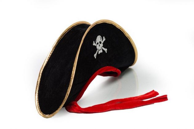 Pirate Hat Black/Red - 6 Pack