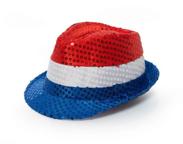 Pailletten Hoedje Rood/Wit/Blauw - 6 Pack