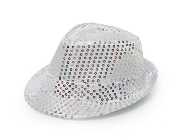 Spangles Hat Silver with light - 6 Pack