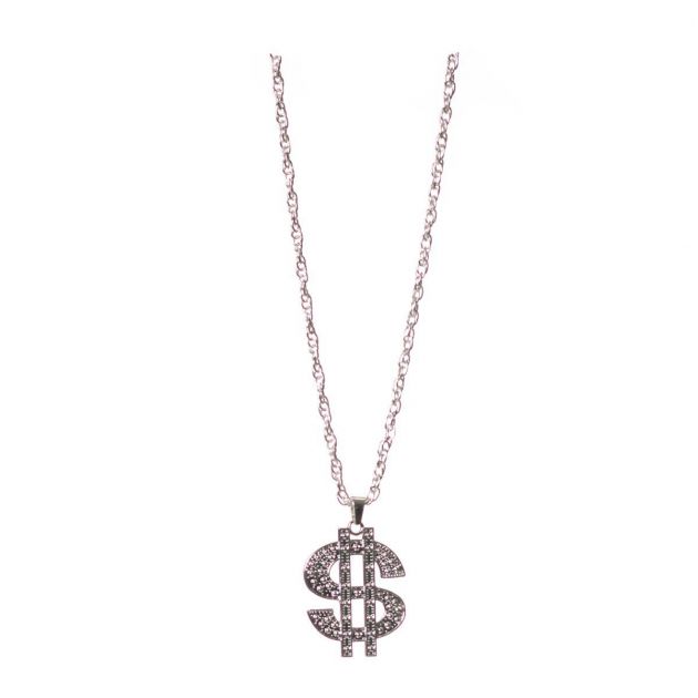 Dollar Silver Necklace Metal - 6 Pack