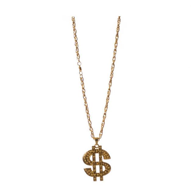 Dollar Golden Necklace Metal - 6 Pack