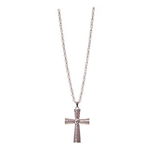 Cross Silver Necklace Metal - 6 Pack