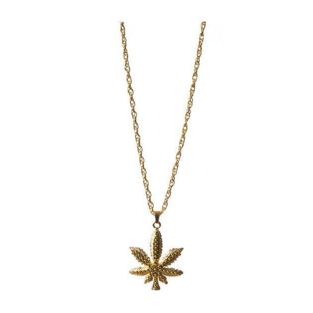 Weed Golden Necklace Metal - 6 Pack