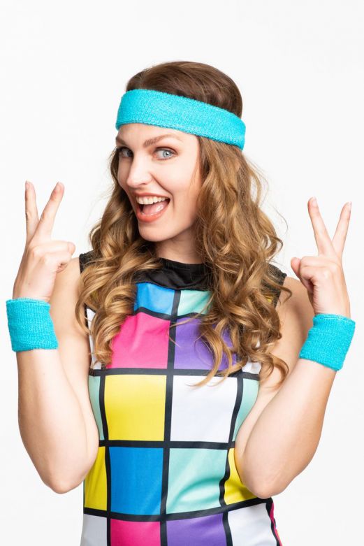 Turquoise Set Headband/Wristbands - 6 Pack