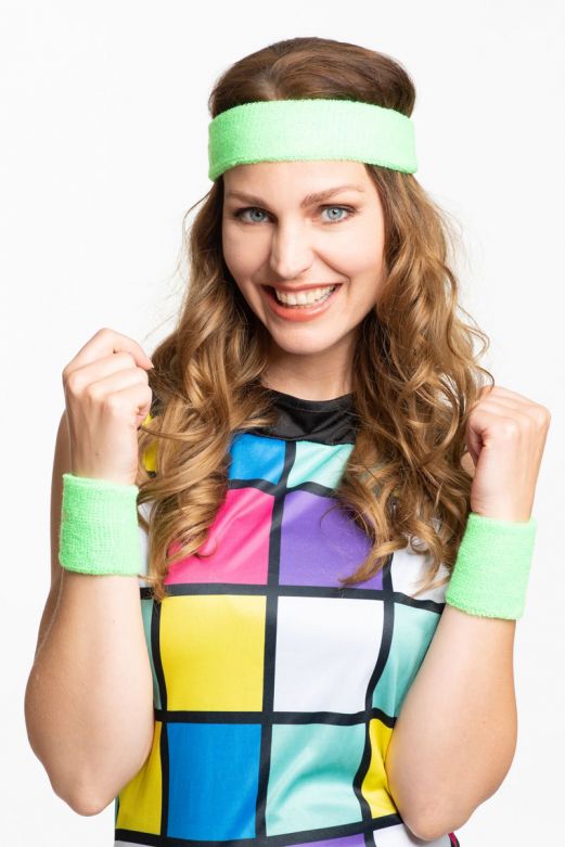 Set Hoofdband/Polsbandjes Neon Groen - 6 Pack