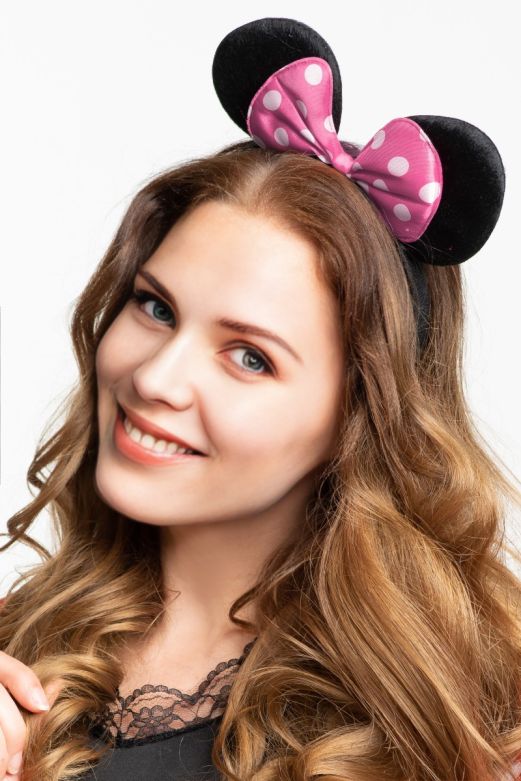 Muis Hoofdband met Roze Strik - 6 Pack