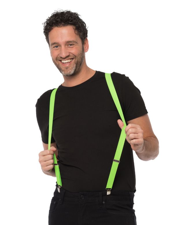 Suspenders Neon Green - Width 3 cm - 6 Pack
