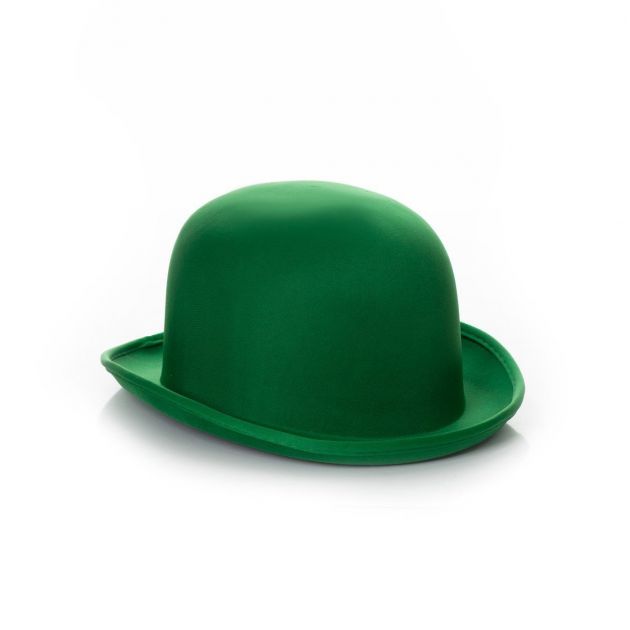 Bowler Hat Green Satin - 6 Pack