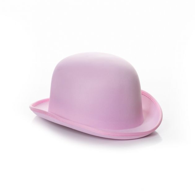 Bowler Hat Pink Satin - 6 Pack