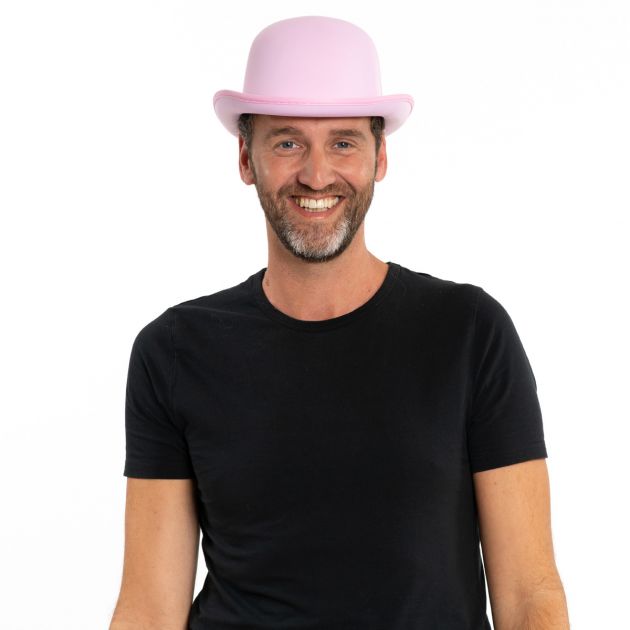 Bowler Hat Pink Satin