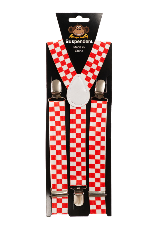 Suspenders Checkered Red/White 2,5 cm