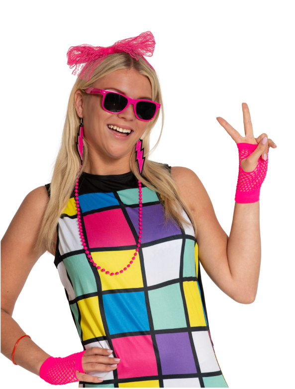 80's Accessoires Set Roze - 3 Pack