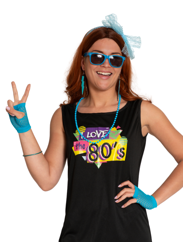 80's Accessoires Set Blauw - 3 Pack