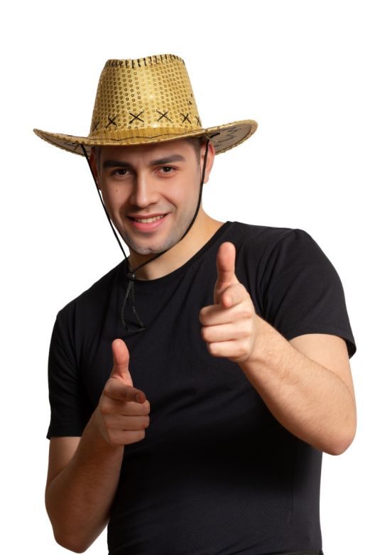 Cowboy Hat Spangles Gold - 6 Pack