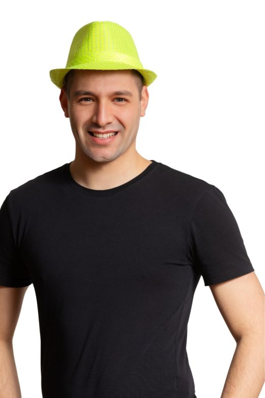 Pailletten Hoedje Neon Groen - 6 Pack