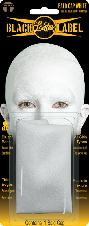 Black Label Latex Bald Caps - White Bald Cap