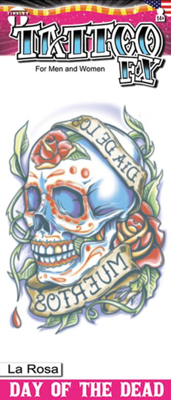 Day Of The Dead Tattoo  - La Rosa - 6 Pack