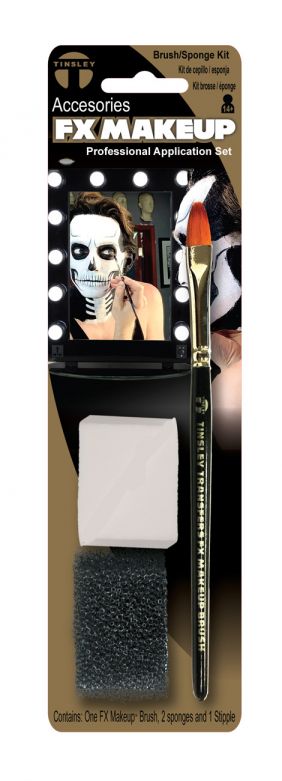 FX Makeup Face & Body Paint - Applicator Set - Brush & 2 Sponges - 6 Pack