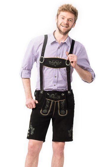 Lederhose Gustav Kort Zwart