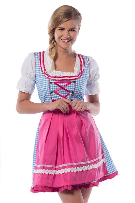 Dirndl Jill Blauw/Roze