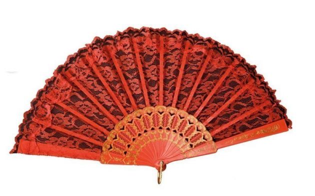 Waaier rood met decoratie