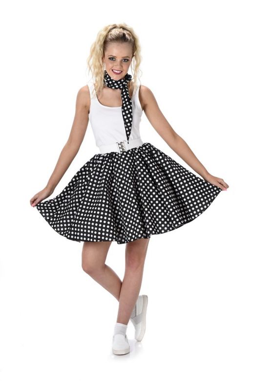 Polka Dot Rokje Met Sjaal, Zwart