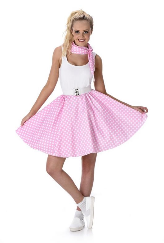 Polka Dot Rokje Met Sjaal, Licht Roze