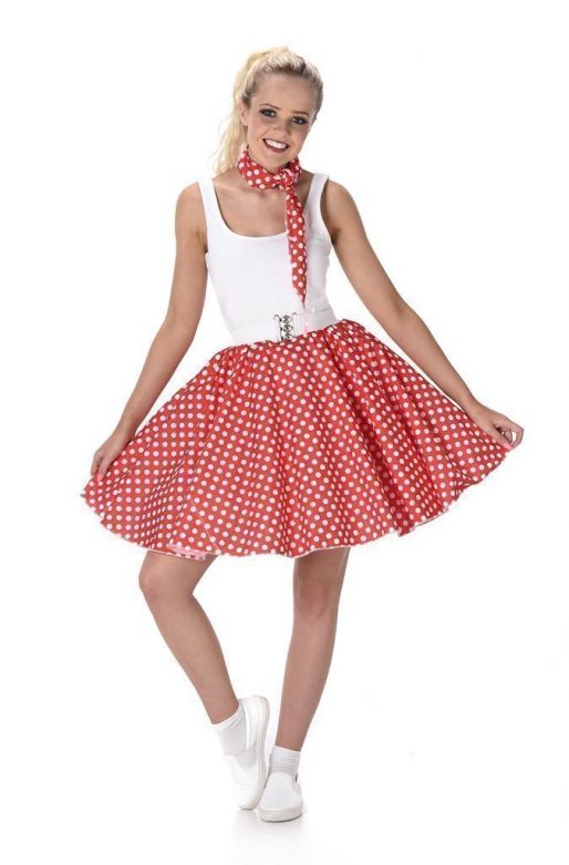 Polka Dot Rokje Met Sjaal, Rood