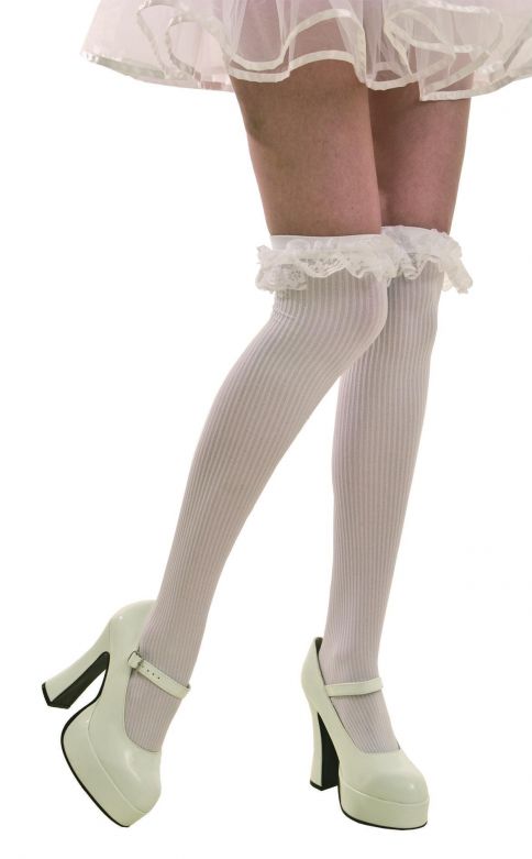 Stocking with Lace White - One-Size