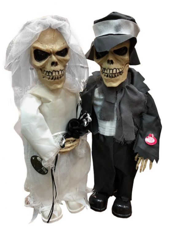 Singing Ghost Couple with Light and Sound - 50 cm excl batt