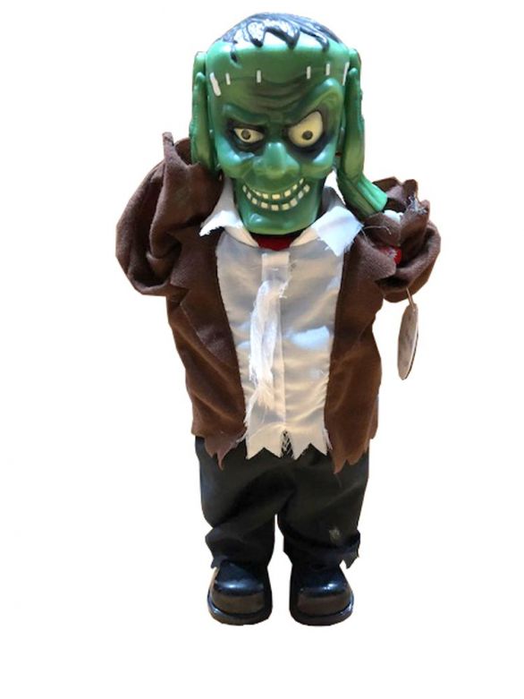 Green Zombie with lifting Head, with sound and light, 40 cm