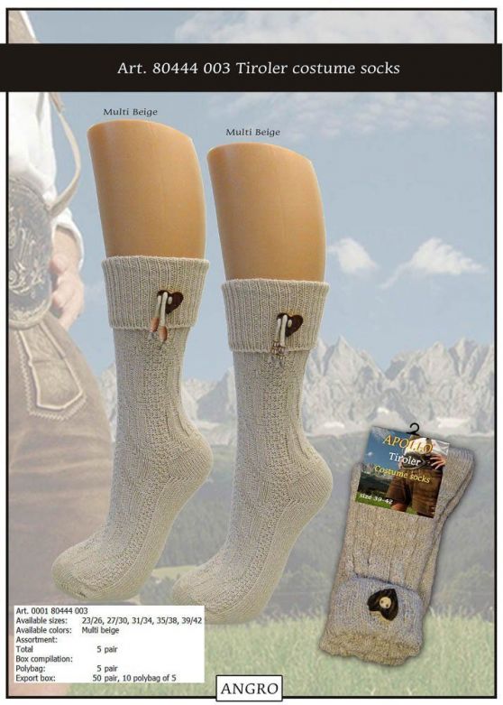 Tiroler Costume Socks With Accessory Multi Beige