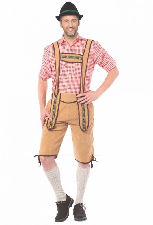 Lederhose Johann bruin lang