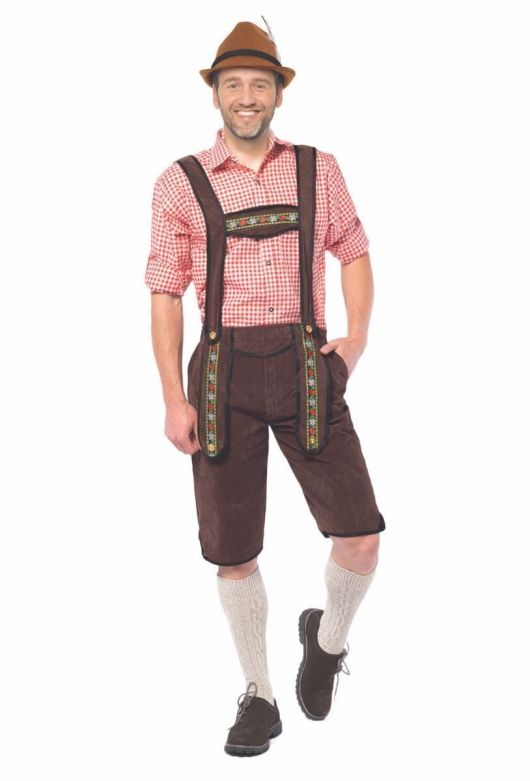 Lederhose Johann donkerbruin lang